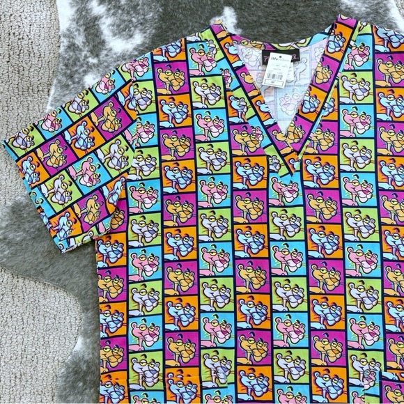 NWT Pink Panther Scrub Top - Picture 3 of 10